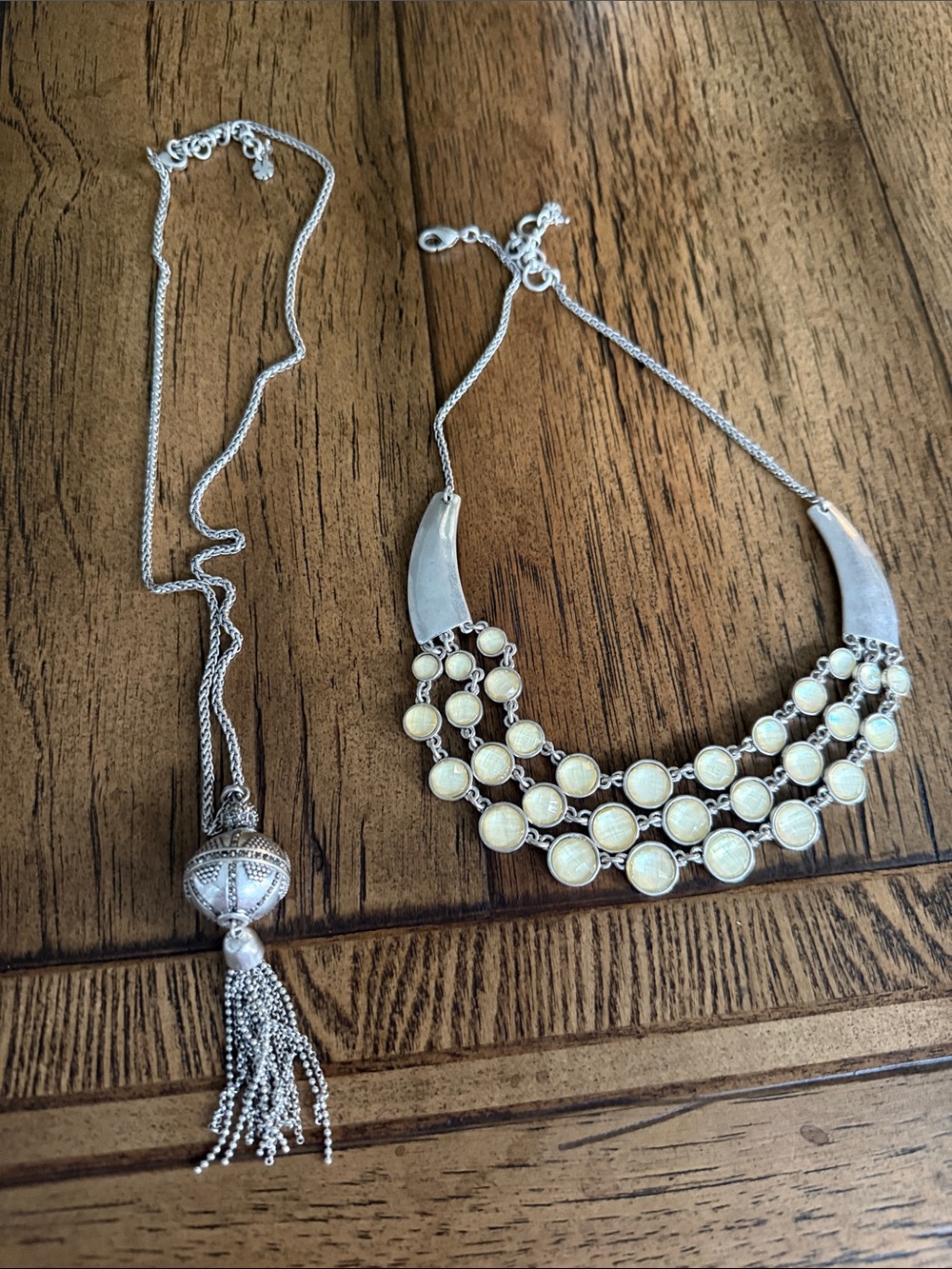 Silver-Tone Necklaces- Women Jewelry. Lot of 2